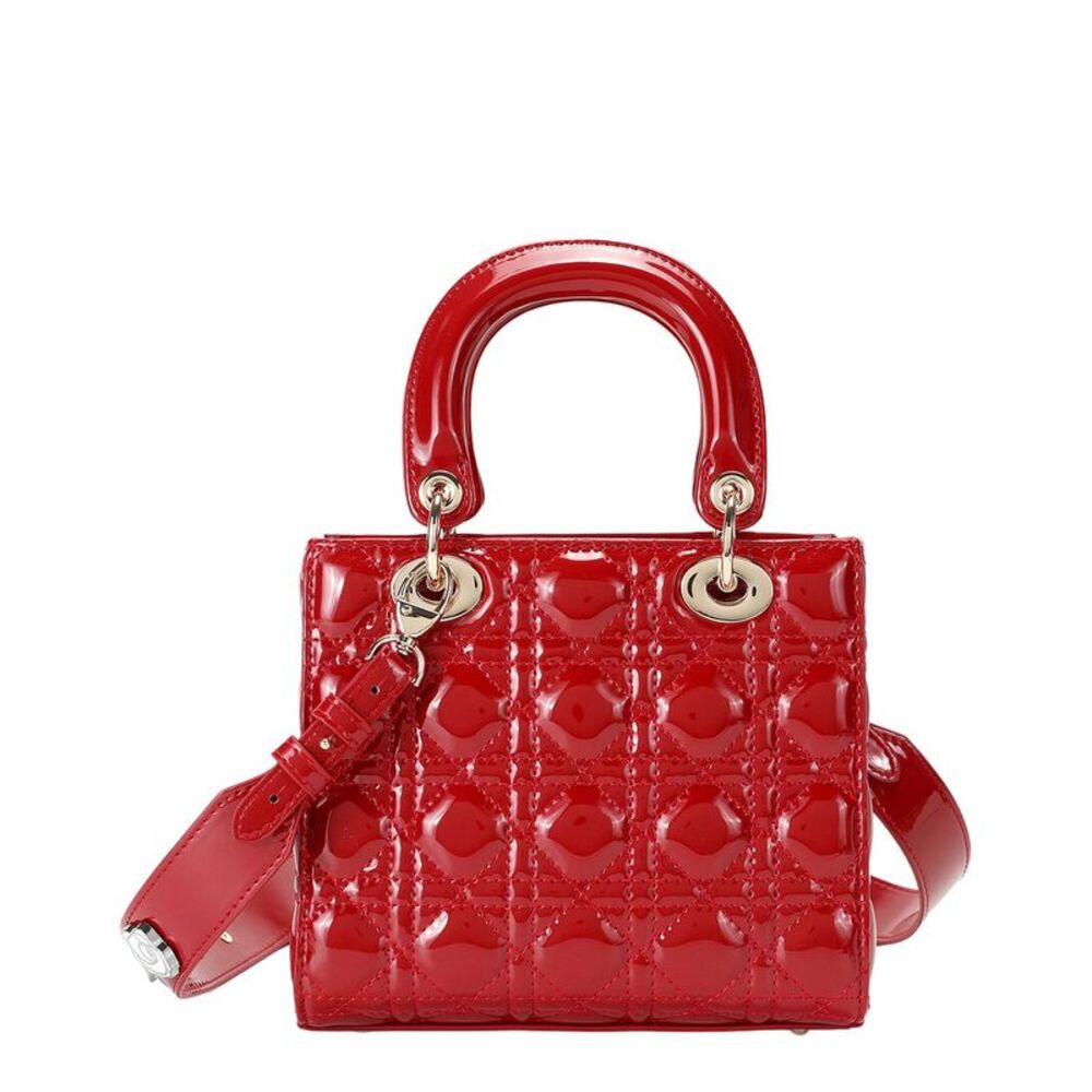Tiffany & Fred Paris Mini Quilted Patent Satchel, Red